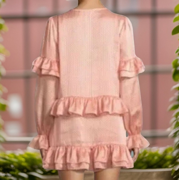 Tularosa Darla Dress Pink Polka Dot Long Sleeve Mini Size Small - Picture 3 of 5